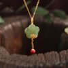 Twilight Calm with Red Agate Plum Blossom Necklace – view 3