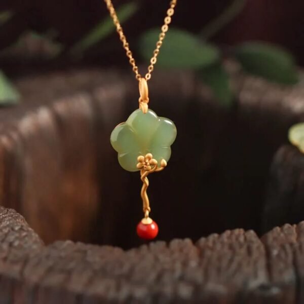 Twilight Calm with Red Agate Plum Blossom Necklace – view 3
