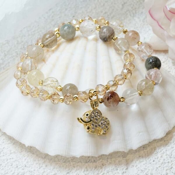 Soft Pink Rose Quartz Elephant Bracelet – view 8