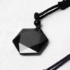 Black Obsidian Pendant Necklace on Cotton Cord – view 5
