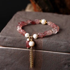 Strawberry Quartz and Gold Plated Bracelet | Your Quiet Daily Anchor for Gentle Presence