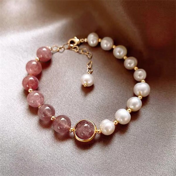 Strawberry Quartz Chain Bracelet | Your Quiet Daily Anchor for Gentle Presence – view 2