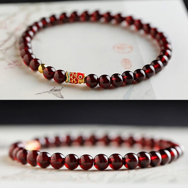 Deep Wine-Red Garnet Koi Bracelet – view 6