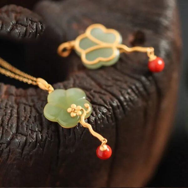 Twilight Calm with Red Agate Plum Blossom Necklace – view 4