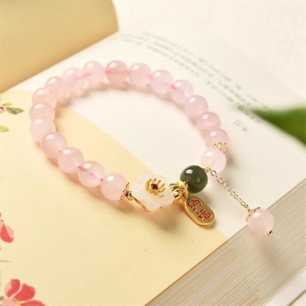 Through the Workday — Rose Quartz Flower Bracelet – view 5