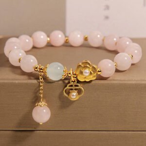 Twilight Calm with Rose Quartz Flower Bracelet