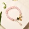 Through the Workday — Rose Quartz Flower Bracelet – view 6