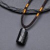 Matte Black Ridges Black Tourmaline Necklace