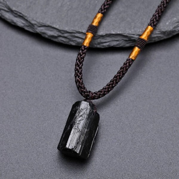 Matte Black Ridges Black Tourmaline Necklace
