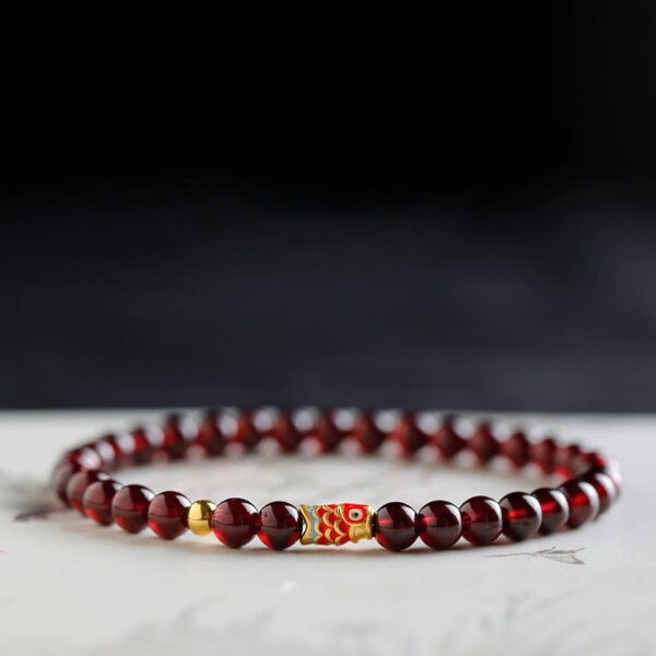 Deep Wine-Red Garnet Koi Bracelet – view 4