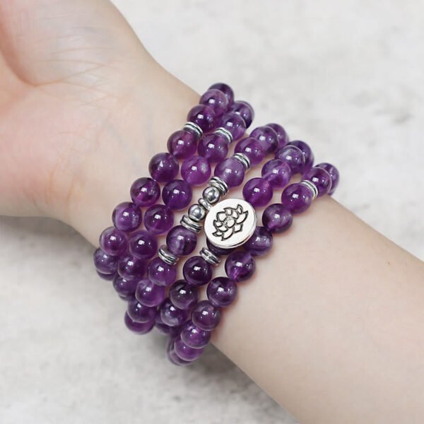Smooth Purple Amethyst Mala Bracelet – view 2