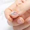 Soft Pink Rose Quartz and Crystal Ring – view 4