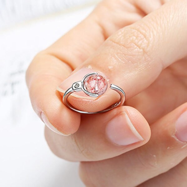 Soft Pink Rose Quartz and Crystal Ring – view 4