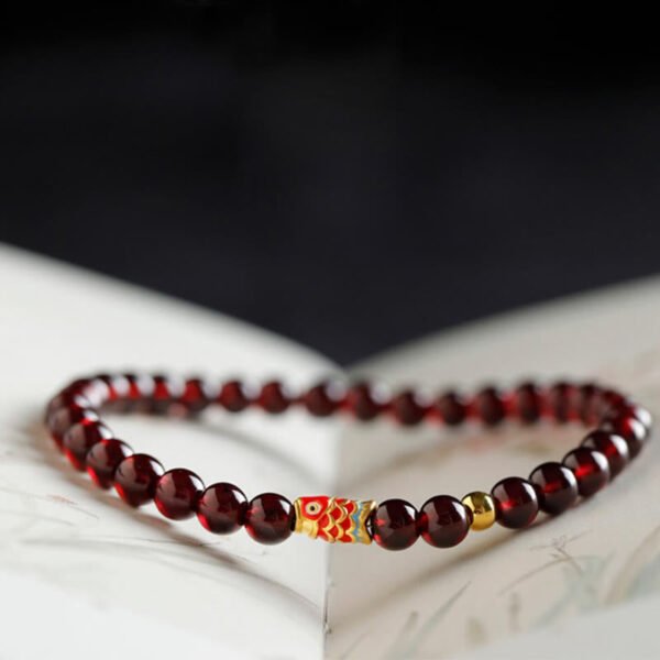Deep Wine-Red Garnet Koi Bracelet – view 3