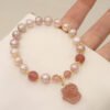 Strawberry Quartz Fox and Pearl Bracelet – view 4