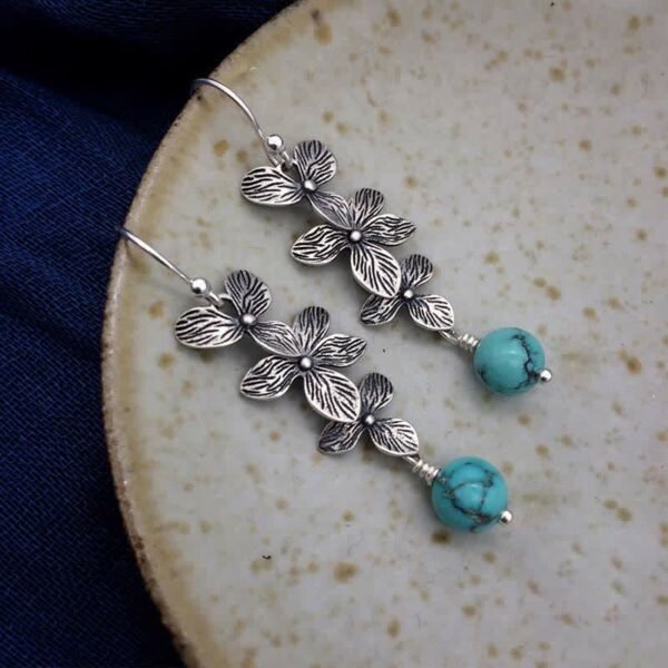 Turquoise and Lapis Lazuli Drop Earrings – view 6