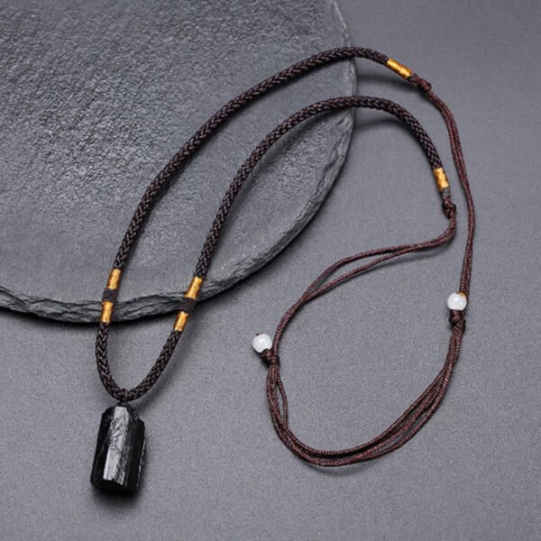 Matte Black Ridges Black Tourmaline Necklace – view 2